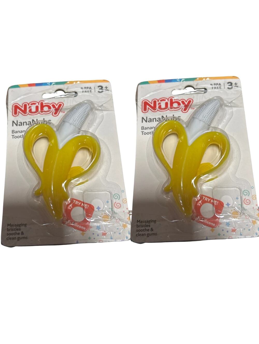Nuby Nananubs Banana Teether Baby Massaging Toy 3+ Months 2 Pack New Sealed